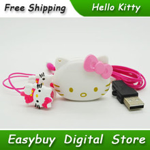 5 pcs/lot 100% Brand New Mini Fashion Hello Kitty Shaped Card Reader MP3 Music Players With Hello Kitty Earphone&Mini USB