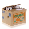 New Cut Automatic Stole Coin Piggy Bank Cat Yellow White Gray Cat Money Box 12x10x9cm Money