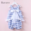 Hurave Kids Clothing 2017 Casual Baby Girls Sets Striped Peter Pan collar Girl Shirts Shorts Suits