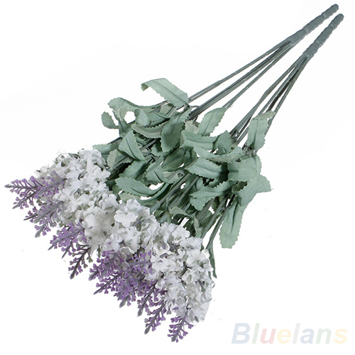 10 Heads Artificial Lavender Silk Flower Bouquet Wedding Home Party Decor for Display 01P1 4AXI
