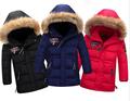 2016New Brand Boys Winter Long Down Jackets Outerwear Coats Fashion Big Fur Collar Thick Warm Baby