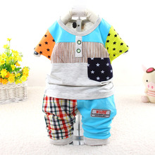 2015 New casual short sleeve summer baby suit character children clothing set 7086