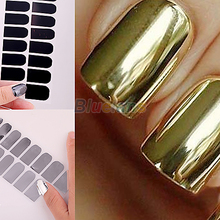 16pcs Smooth Nail Art Beauty Sticker Patch Foils Wraps Decoration Decal Black Silver Gold Free Shipping
