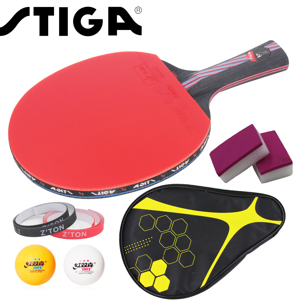 Image of Stiga Hybrid Wood 9.8 Brand Quality Table tennis racket Ddouble Pimples-in rubber Ping Pong Racket tenis de mesa table tennis