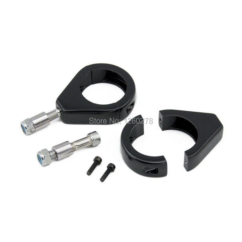 Motorcycle Pair Black 49mm Fork Clamps Turn Signal Light Relocation Kit For Harley Davidson