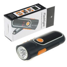 Portable Emergency Hand Crank Mini Flashlight / Torch AM / FM Radio Blink / Siren Compact Mobile Phone Charger W/ Retail Box