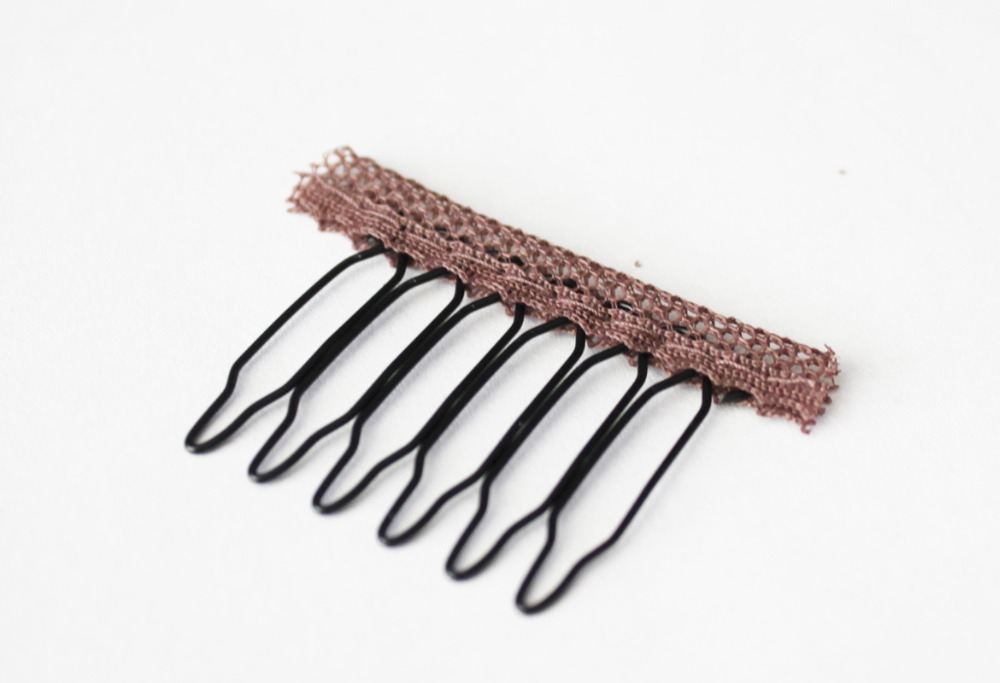Image of Black Brown Color Lace Wrap 6 Teeth Combs Wire Spring Comb wig Add to Wig Cap clip Snap For Wig/Hair weft/hair weave 20pcs/lot