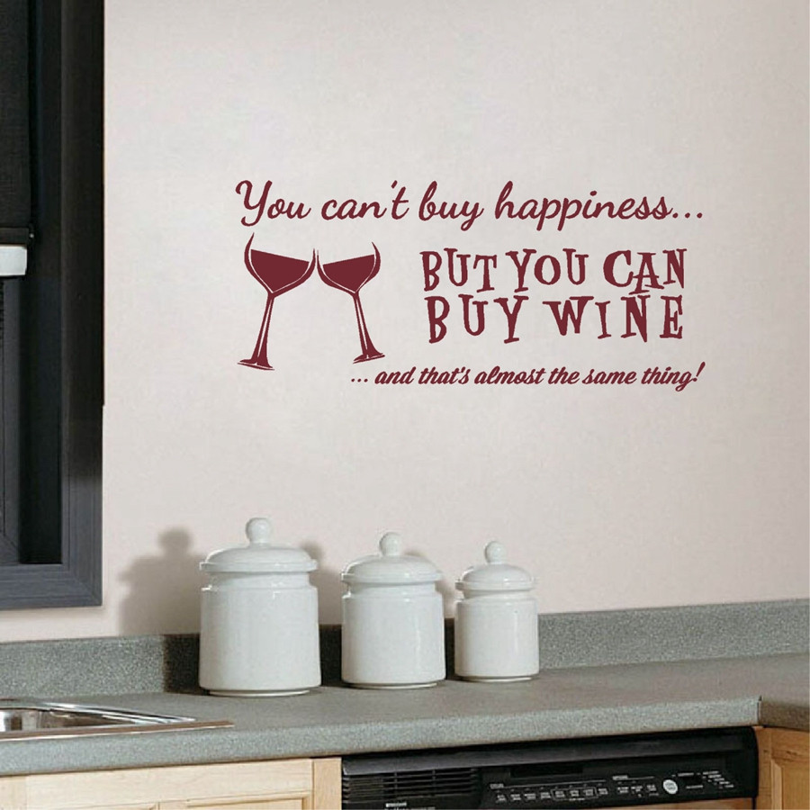 YOU CAN/'T BUY HAPPINESS BUT YOU CAN BUY WINE BOTTLE//VASE VINYL TRANSFER DECAL