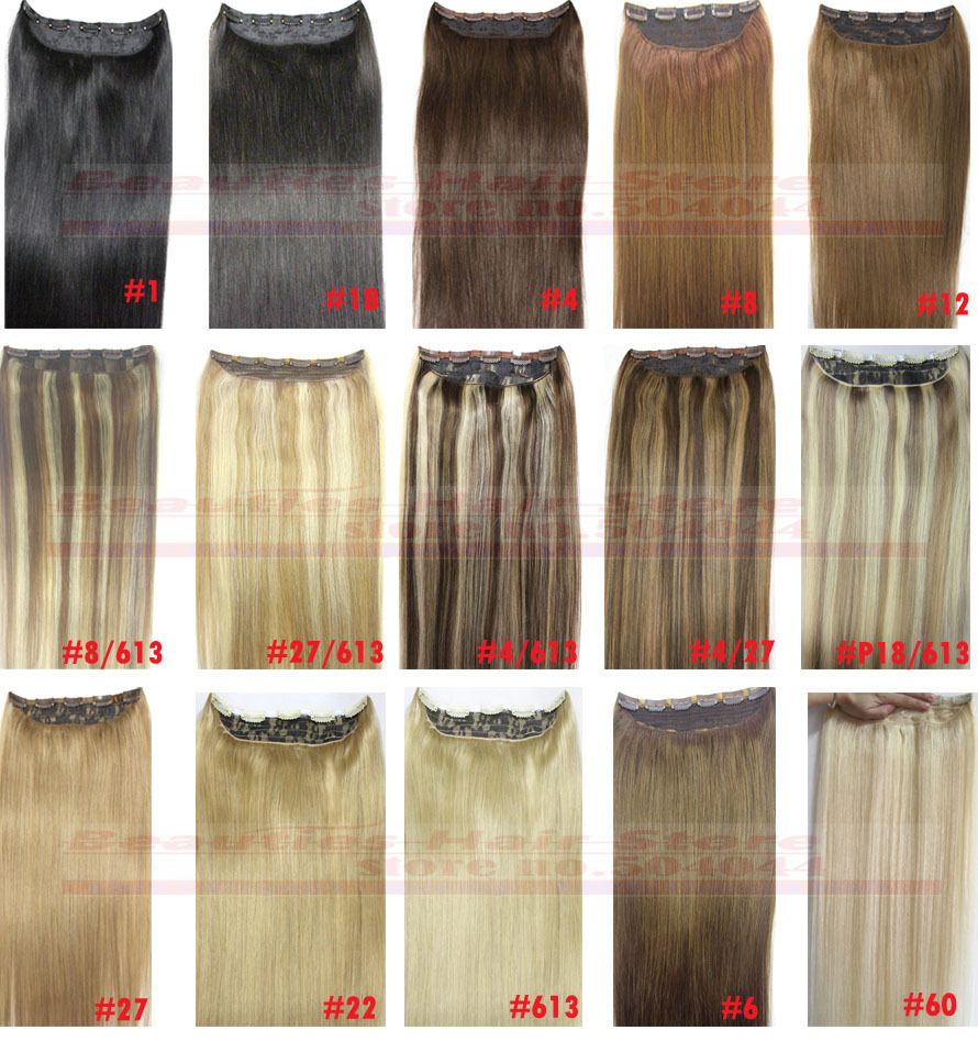 Image of 16"-32" 1pcs Set Single Hairpieces 100% Brazilian Remy Hair Clips In/on Human Hair Extensions Double Weft 70g-220g