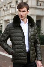 PU leather men short of genuine fox fur collar down jacket men s Midlife men s