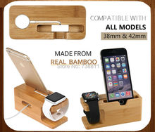 Free Ship 2015 Newest Holder Stand For Apple Watch Wooden Bamboo Phone Holder For iPhone 6