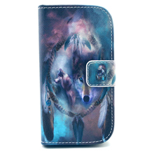New Arrive Amazing Wolf Pattern Wallet Flip PU Leather Case for Samsung Galaxy S3 Mini i8190 Mobile Phone Accessories