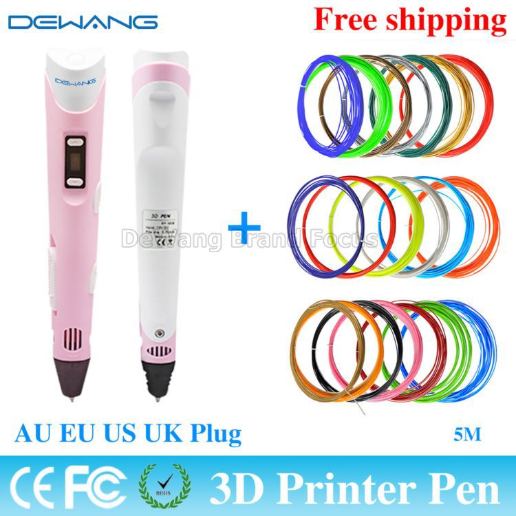 3d printer pen Drawing Pen With 20 Color 5M ABS Filament Arts LED Printer 3d pen