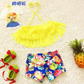 Girls Swimwear 2016 New Girls Bright yellow Swimsuit Children Body Swimsuit Bikini Girl Students Cute Small
