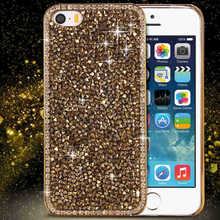 5 5S! Glitter Bling Crystal Rhinestone Luxury Case for apple iphone 5 5S 5G Cute Diamond Hard Back Gold Phone Accessories Cover
