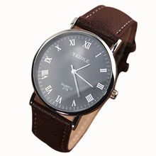 Splendid Luxury Brand Fashion Faux Leather Blue Ray Glass Men Watch 2015 Quartz Analog Business Wrist