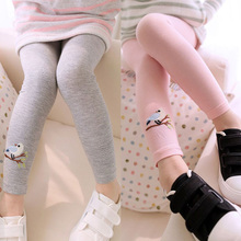 Kid Toddlers Warm Leggings Baby Kid Girl Bird Pattern Stretchy Pants Trousers