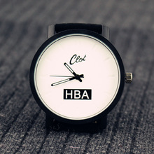 Fashion Leather Belts men women watches HBA big dial students quartz lovers couple wristwatches
