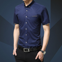 Men Shirt 2016 Fashion Brand Men’s Dot Short Sleeve Shirt Men Camisa Masculina Casual Slim Mens Dress Shirts Chemise Homme M-5XL