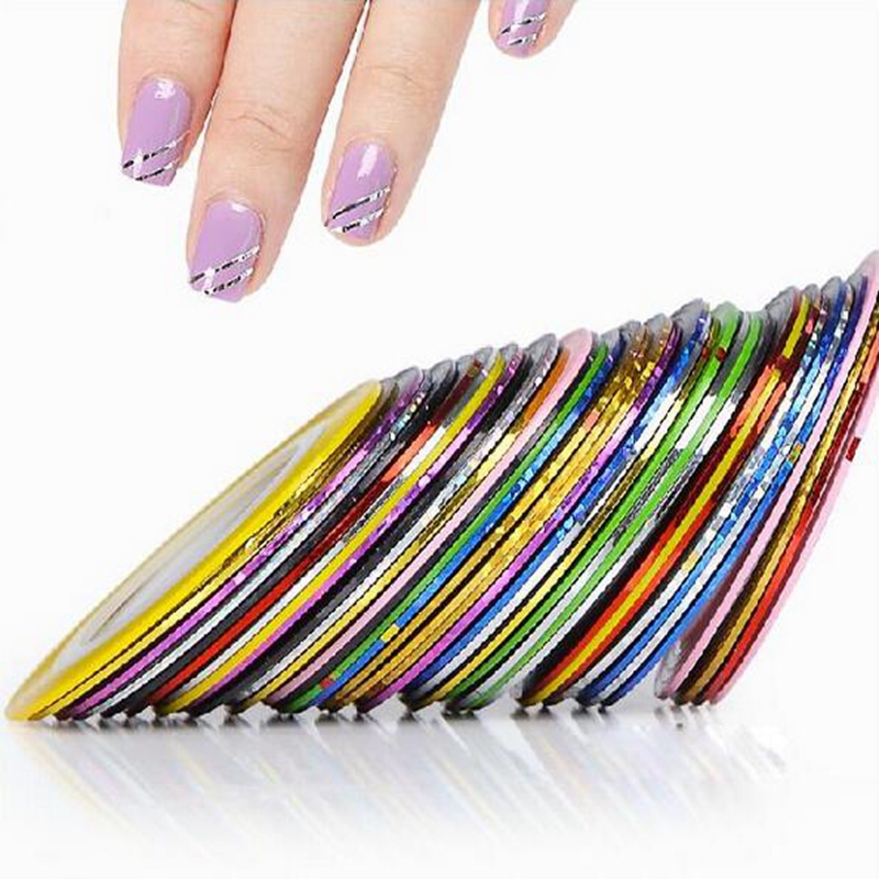 Image of 31Pcs Mixed Colorful Beauty Rolls Striping Decals Foil Tips Tape Line DIY Design Nail Art Stickers Tools Decorations #8802