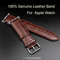 100 Crocodile Grain Genuine Leather Watch Band Connector Adapter Strap For 42mm 38mm Apple Watch Band