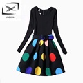 Winter Dress Girls 2016 Prom Dresses Girl Clothes Printing Slim Round Neck Long sleeved Dress Vestido
