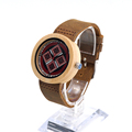 BOBOBIRD J17 Bamboo Quartz Watch UV Priting Diamond Pattern Dial Leather Band Watches Women Kid s
