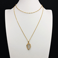 WT N686 Natural rose quartz arrowhead pendant with rosary jade beads chain 40 fashion choker necklace