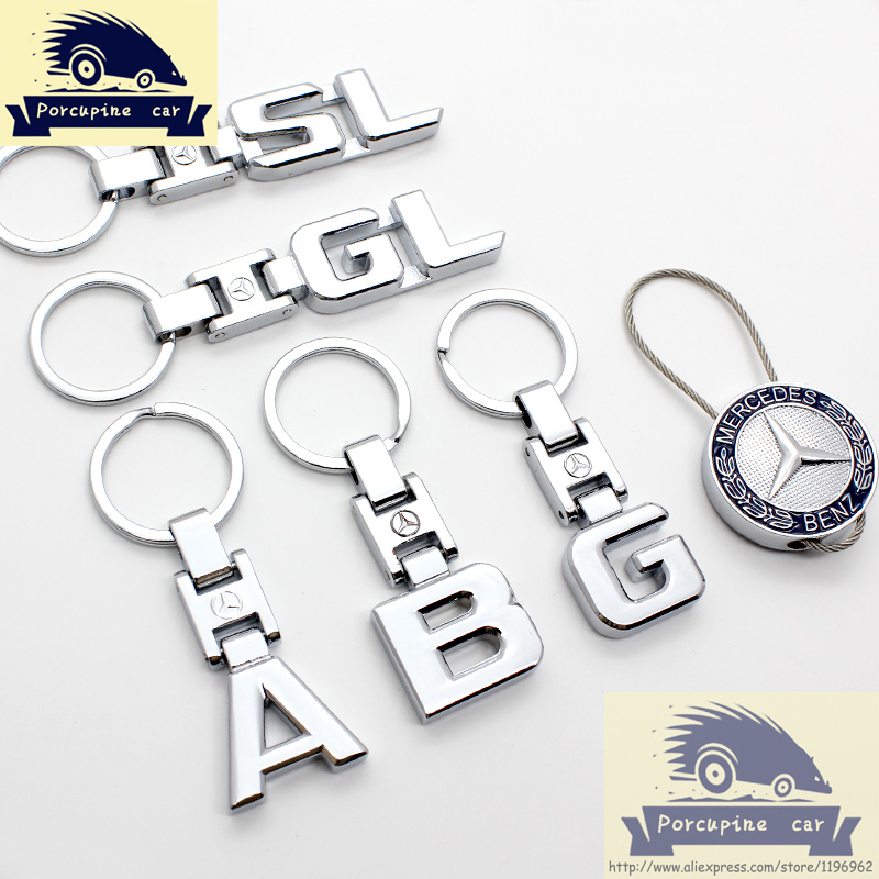 Image of Two-Side 3D car keychain for Mercedes keyring key chain rings keychains for Mercedes Benz LOGO and A B C E S R GL SLK GLK CLS ML