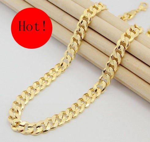 18K Real Gold Plated Necklace fashion Men Jewelry Wholesale Free Shipping New Trendy Figaro Chain Necklace