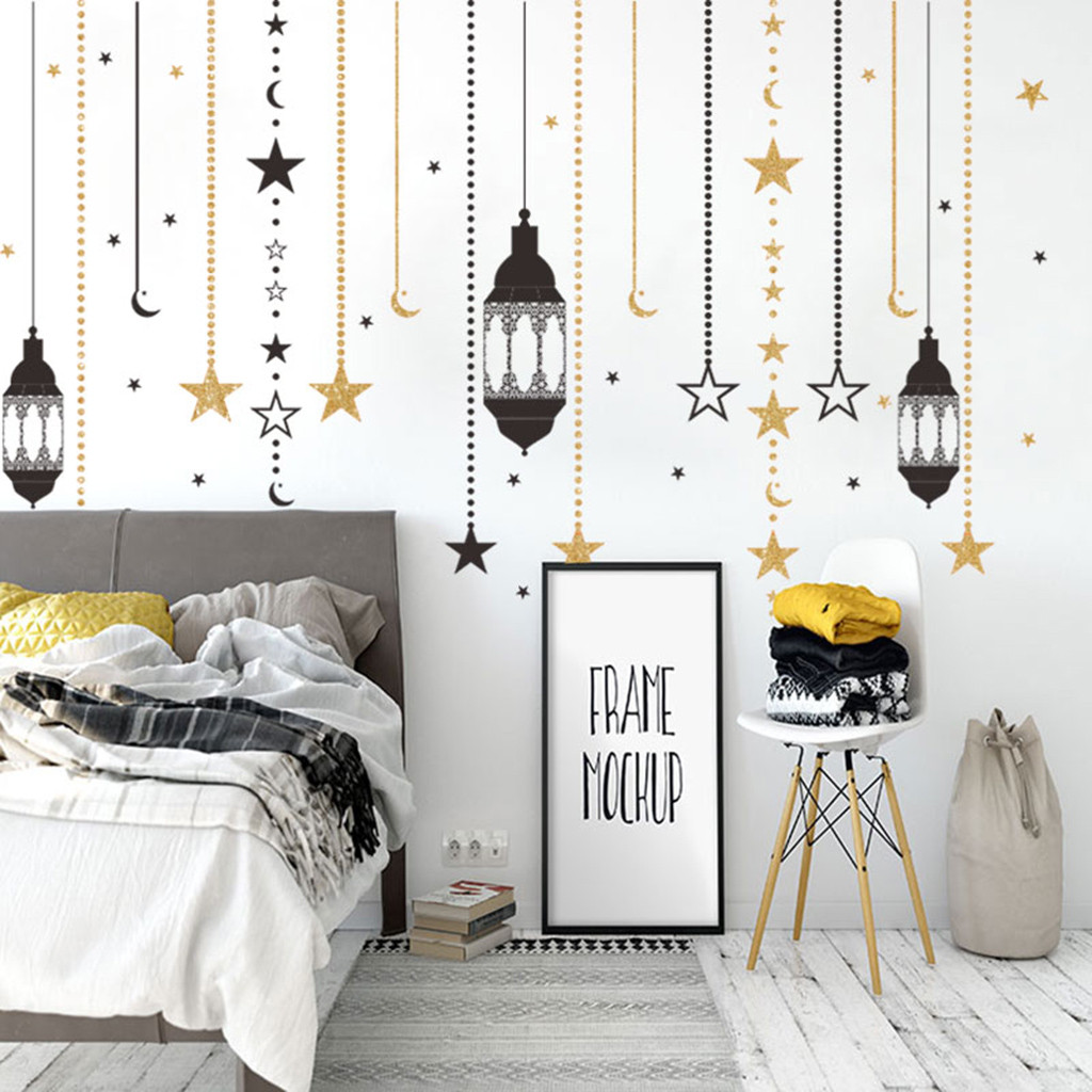 Star Moon Vinyl Wall Sticker Decals Home Decor Bedroom Ramadan Islam Decor