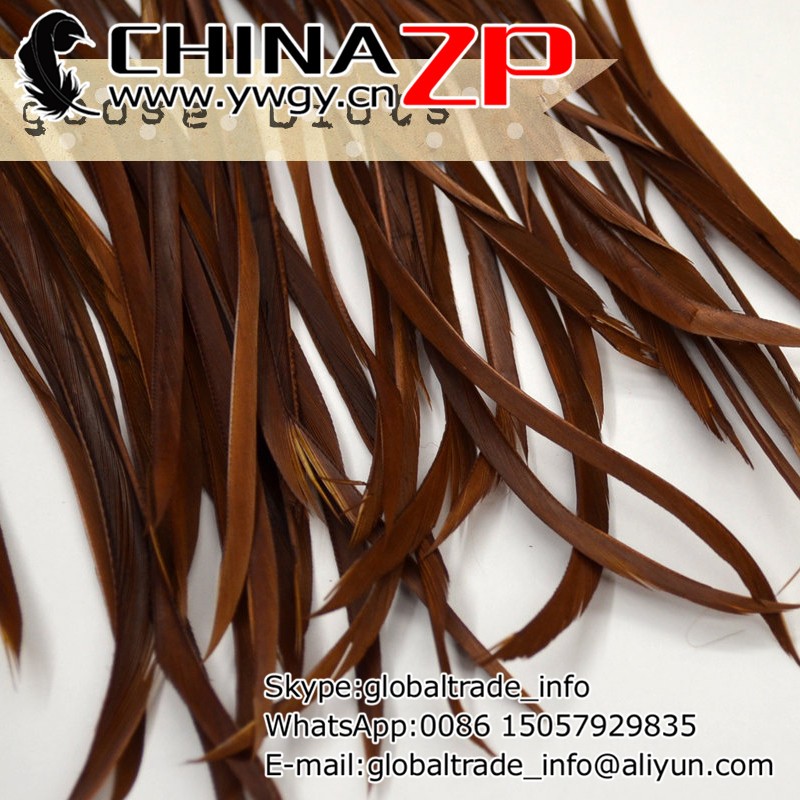 20 pcs - Goose Biots Feathers, Mid Brown, Loose, can be curled, ironed, no. 0237
