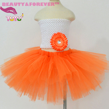 Orange tulle tutu kids halloween costumes for girls paumpkin lantern costumes