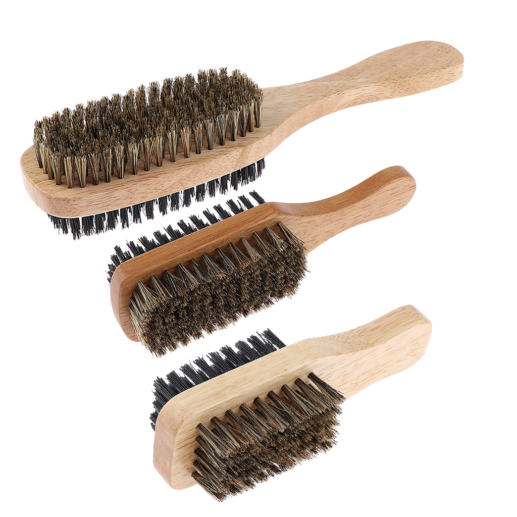 2pcs Mens Bristles Beard Brush Natural Wooden Wave Brush Styling