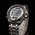 Fashion Solar Men s Sport Watches Full Stainless Steel Waterproof Dual Time Analog Quartz Digital LED