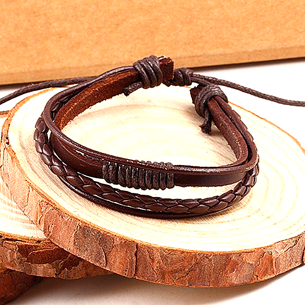 Buy New fashion design jewelry leather bracelet strap string hand woven vintage