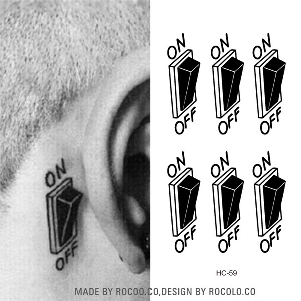 Image of HC1059 3d Switch Button Design Temporary Tattoo Sticker Waterproof Fake Tattoo Sticker Men Women Ears Personalized Stereoscopic