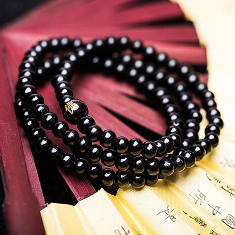 Image of Charming Luxury Buddhist Buddha Meditation 6mm 108 Prayer Sandalwood Beads Rope Bracelet Color Black Red BL-0308