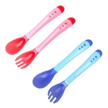 High 2Pcs/Set Baby Flatware Feeding Spoon Temperature Sensing Spoon PP Safety Infant Feeding Tools