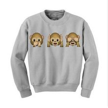 Vestidos Women Sweatshirt 3D emoji Monkey Printed Crew Neck Casual Pullover Jumper Coat Tops Blouse