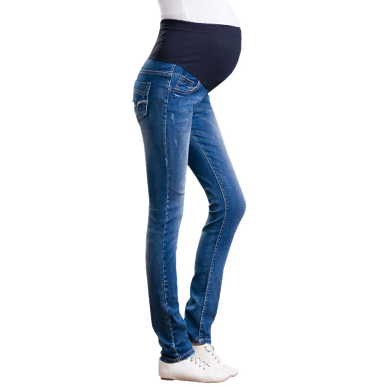 Elastic Waist Denim Cotton Maternity Jeans Pants For Pregnancy Clothes ...