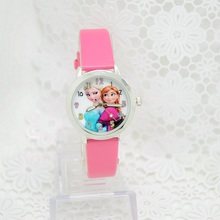 2016 Presale New Cartoon Children Watch Princess Elsa Anna Watches Fashion Girl Kids Student Cute Leather quartz Wrist Watches