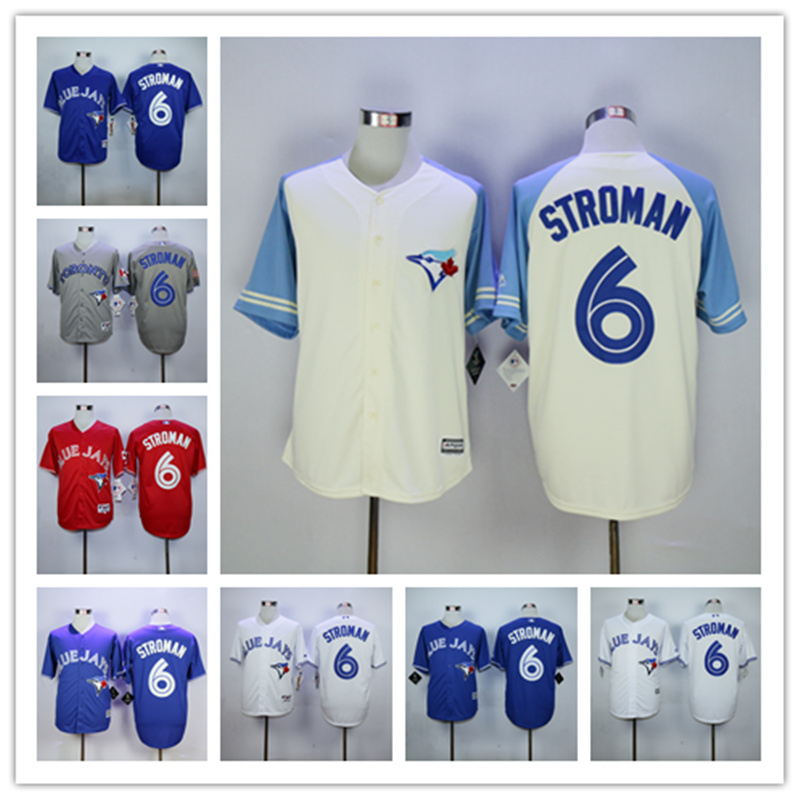 Image of Customized Toronto Blue Jays Mens Jerseys 6 Marcus Stroman Blue Baseball Jersey Embroidery Logos,All Stitched