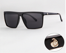 Brand New 2015 Steampunk Square Sunglasses Men SKULL Logo All Black Coating Sun Glasses Women Brand Designer Retro gafas de sol