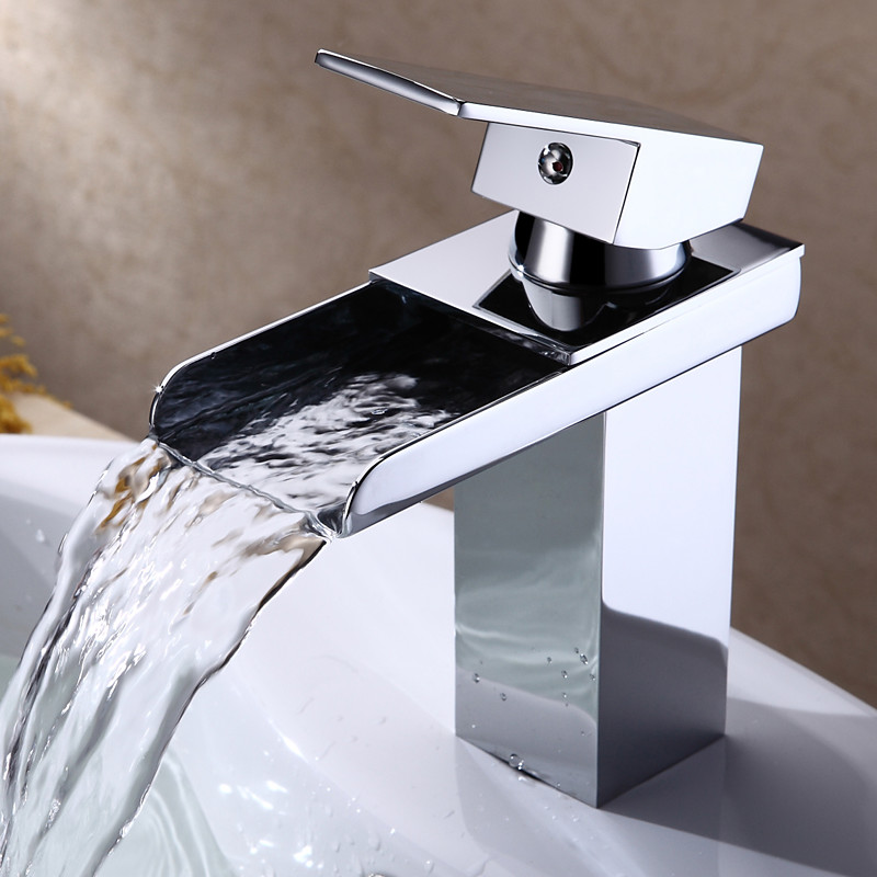 Mancel  Chrome Finished  Waterfall Bathroom Basin Faucet Sink Mixer Tap