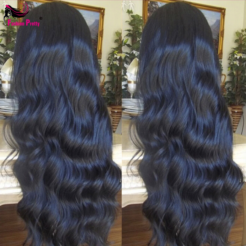 Image of 100% unprocessed virgin hair front lace wig & indian full lace wig glueless natural hairline human hair wigs for black women