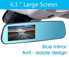Low price 4.3″ screen Blue car dvr rearview mirror Full HD 1080P 140 degree auto dvrs parking recorder video dvr recorder
