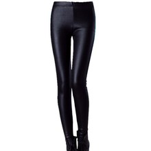 Women’s and girl’s Imitation Leather Slim Leggings big yards Lederhosen S M L XL XXL XXXL nine points Middle waist Pants