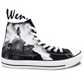 Wen Sneakers Hand Painted Shoes Pierce The Veil Design Custom Black High Top Canvas Sneakers Man