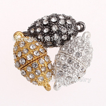 Free Shipping Wholesale 10Sets 20*12.5mm DIY Braclets And Necklace Accessories Rhinestone Magnetic Clasp PMC-M030
